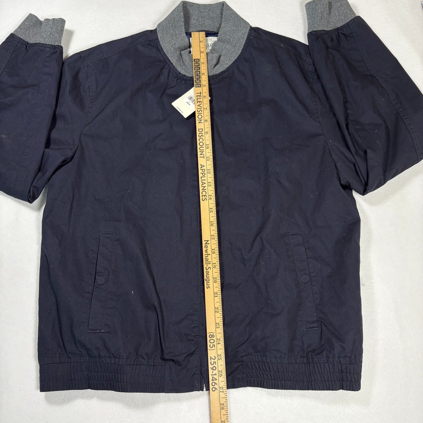 Lucky Brand Mens Jacket Size L Navy Blue Bomber Full Zip NWT $99 Rib Collar