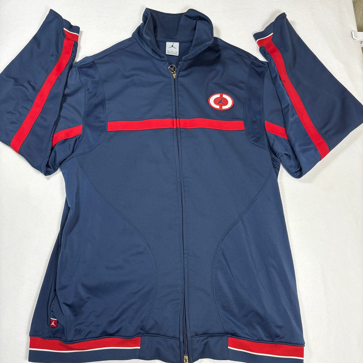 Nike Air Jordan Mens Track Jacket Size L Navy Red Retro 90s Y2K Full Zip Logo