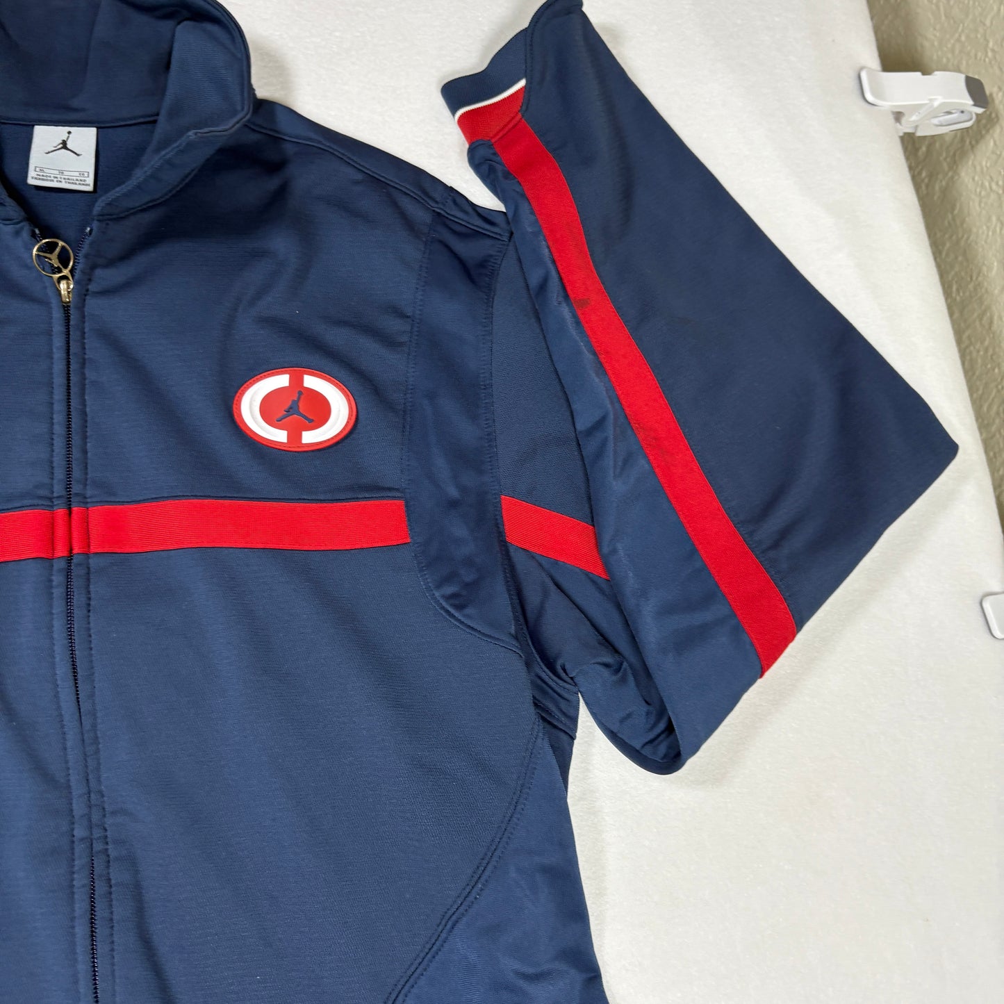 Nike Air Jordan Mens Track Jacket Size L Navy Red Retro 90s Y2K Full Zip Logo