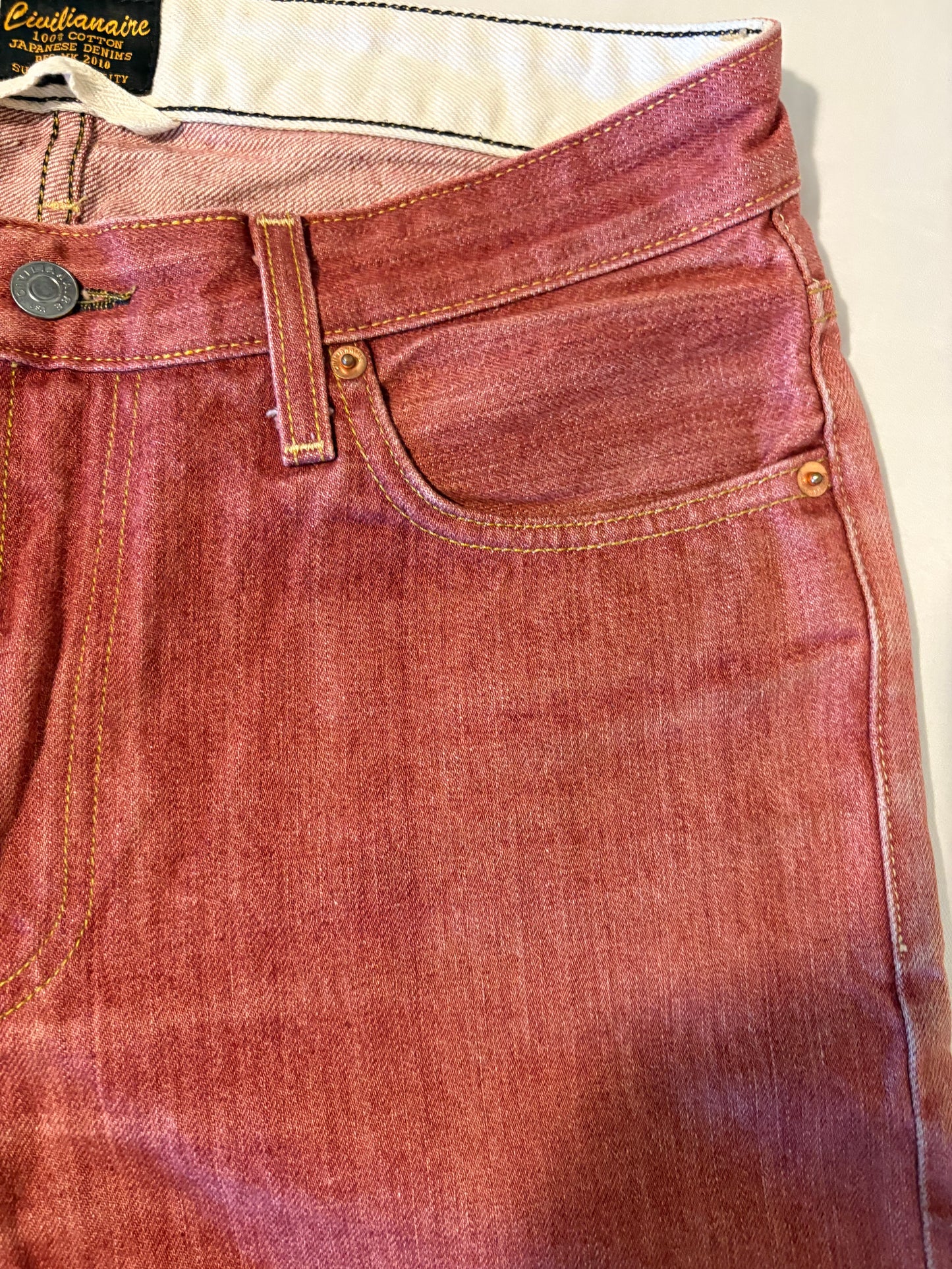 Civilianaire Japanese Selvedge Denim Jeans 31 Red Made in LA Rare Style #131394