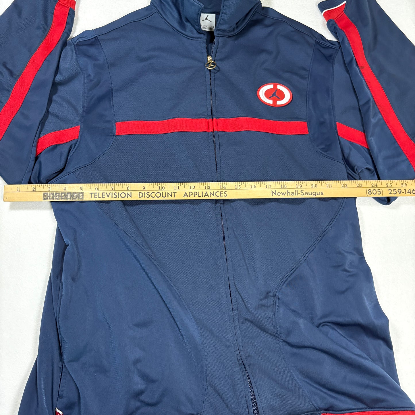 Nike Air Jordan Mens Track Jacket Size L Navy Red Retro 90s Y2K Full Zip Logo