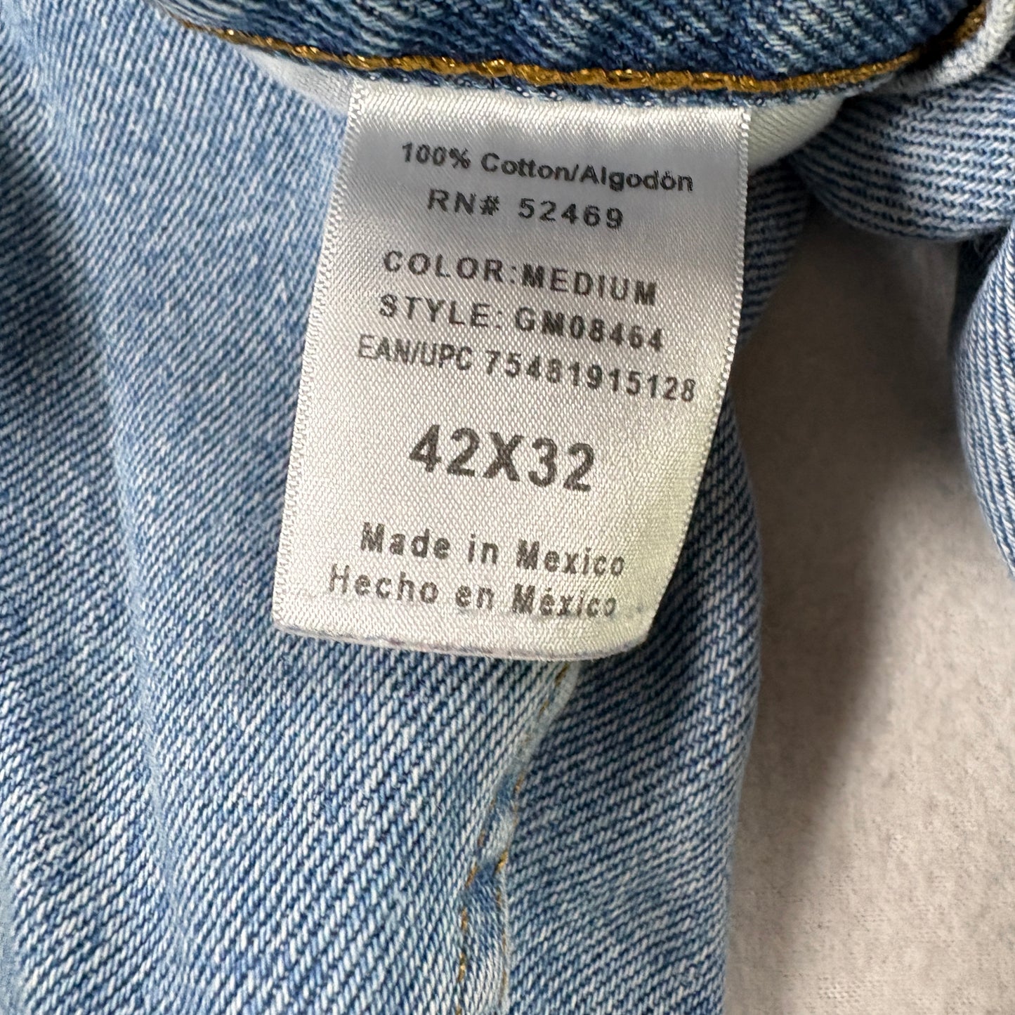 George Mens Baggy Jeans 42x32 Medium Wash Y2K 90s Grunge Vintage Denim Mexico