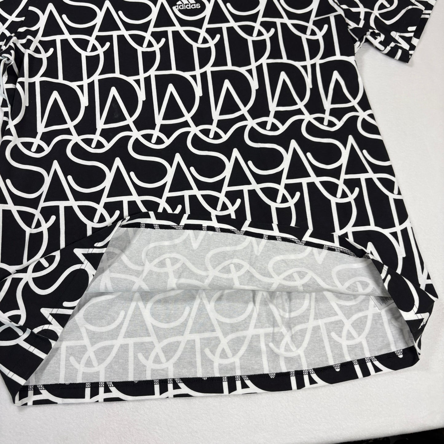 Adidas Mens XL T Shirt Black White Graphic Logo Tee NWOT All Over Print