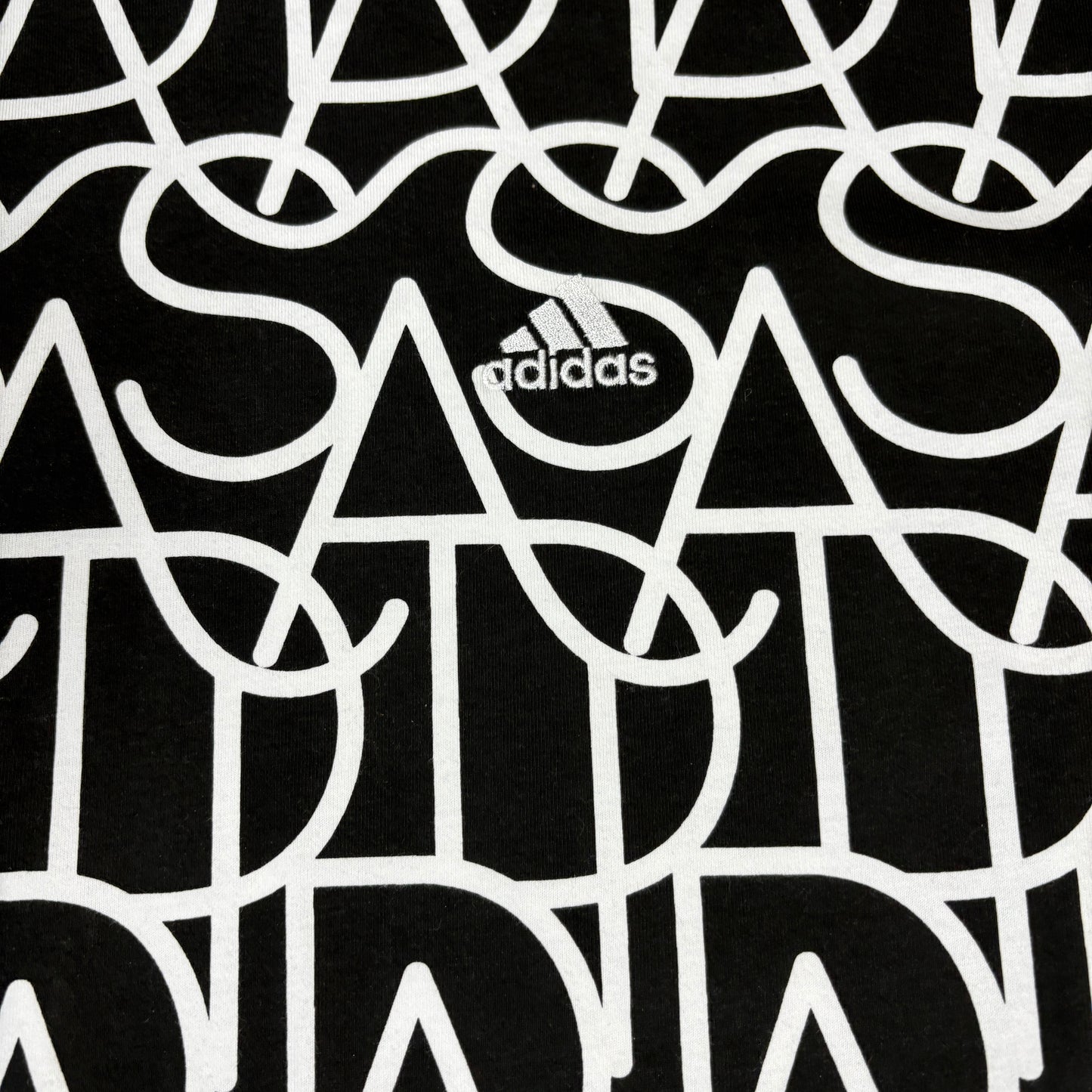 Adidas Mens XL T Shirt Black White Graphic Logo Tee NWOT All Over Print