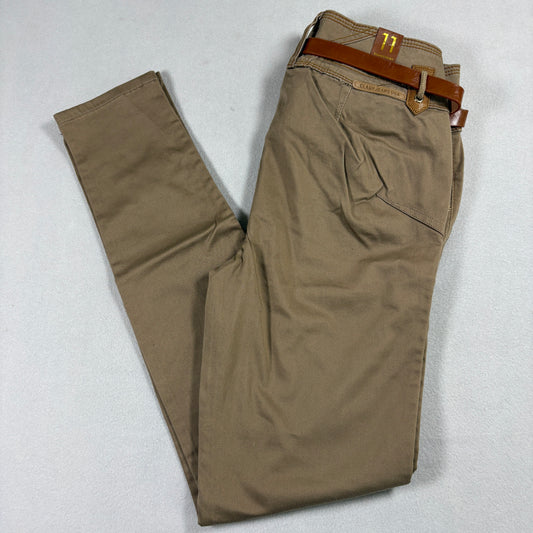 Clash Jeans USA Womens Size 11 Tan Brown Slim Fit Y2K Vintage Pants With Belt