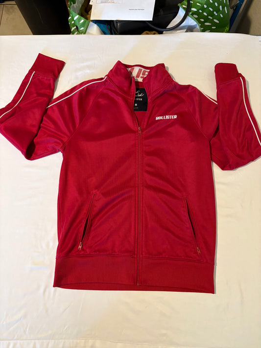 Hollister x Khalid Red Track Jacket Mens M Full Zip Logo Piping Athletic Retro