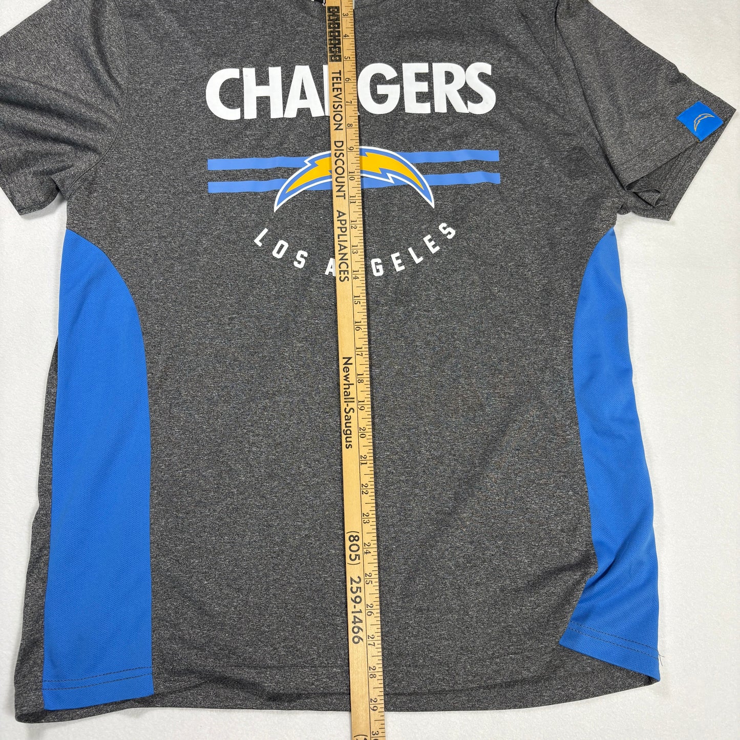 NFL Team Apparel Mens XL Los Angeles Chargers T Shirt Gray Blue Logo Tee