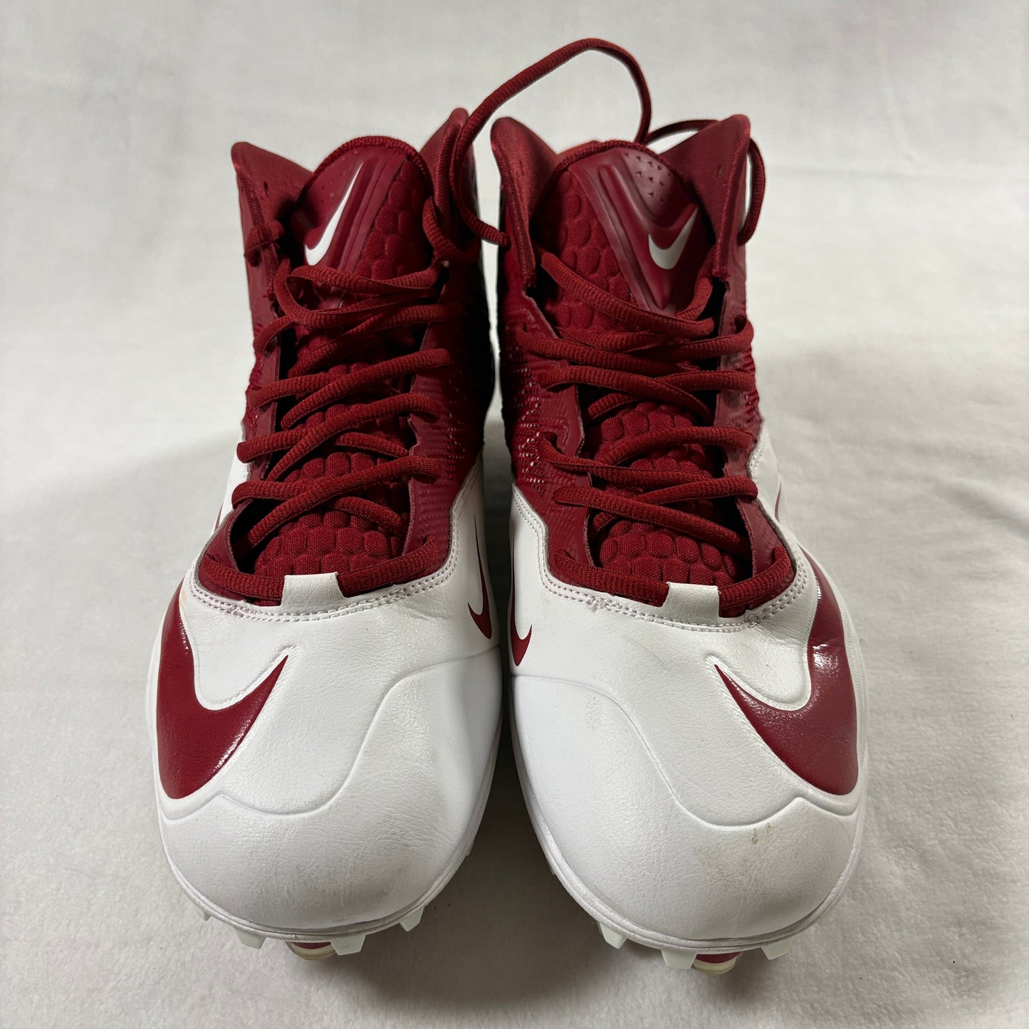 Nike Football Cleats High Top Red White Mens Size 13.5 Molded Studs Grip
