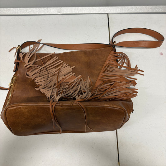 Oukupa Fringe Crossbody Bag Brown Faux Leather Boho Western Tassel Purse