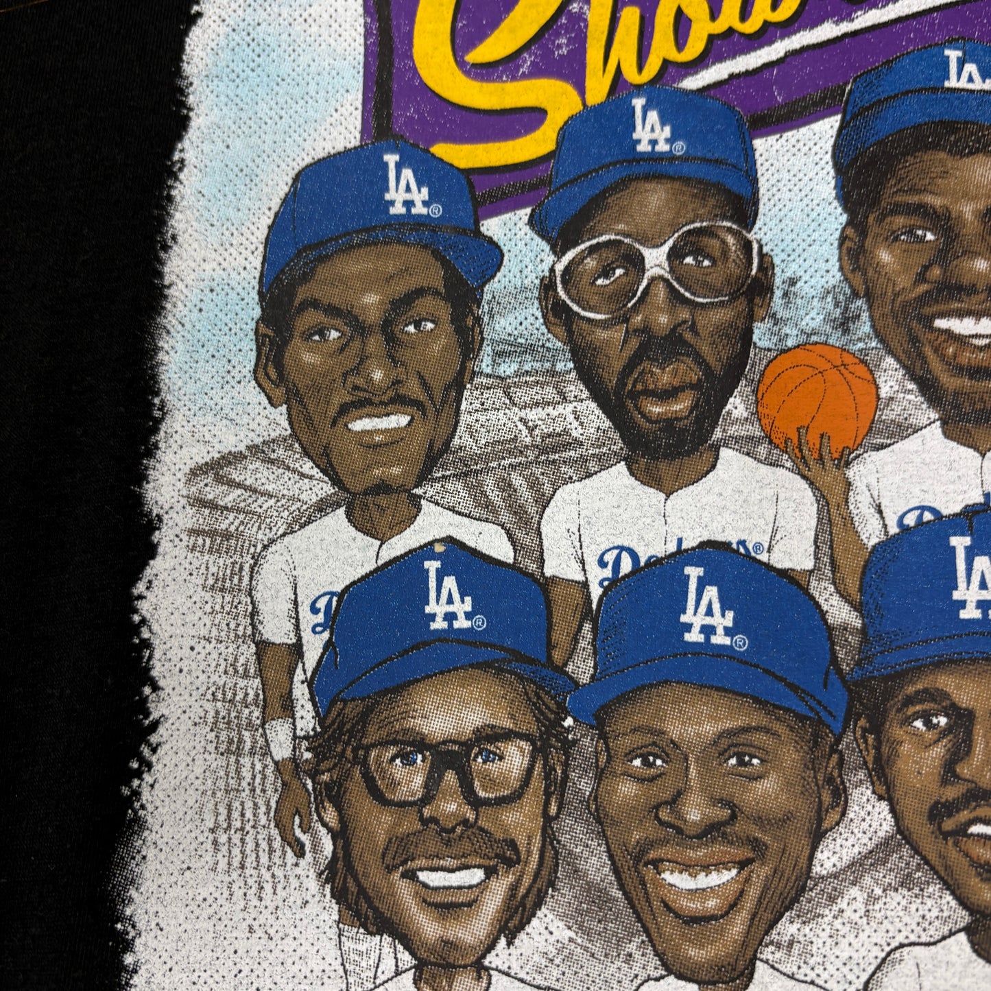 Los Angeles Dodgers Lakers Mens XL T Shirt Black Showtime Reunion Graphic Tee