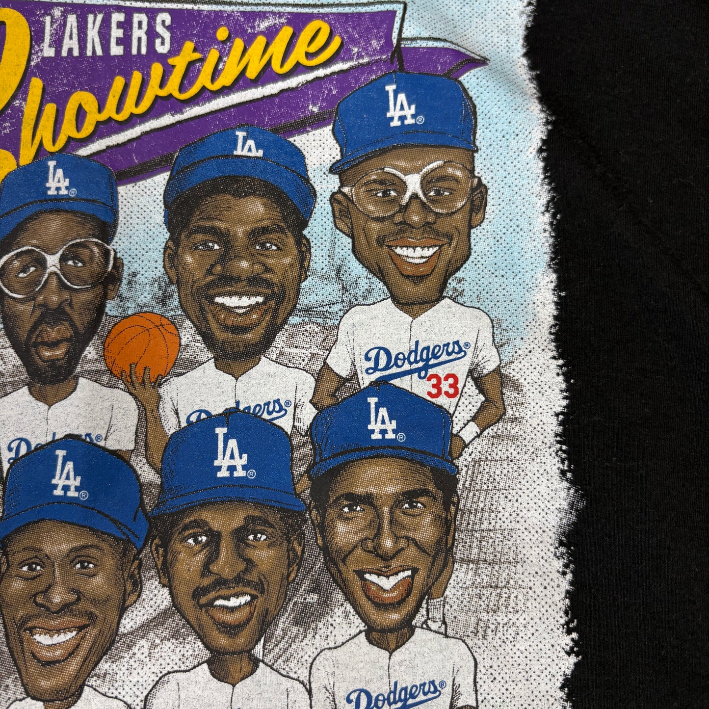 Los Angeles Dodgers Lakers Mens XL T Shirt Black Showtime Reunion Graphic Tee