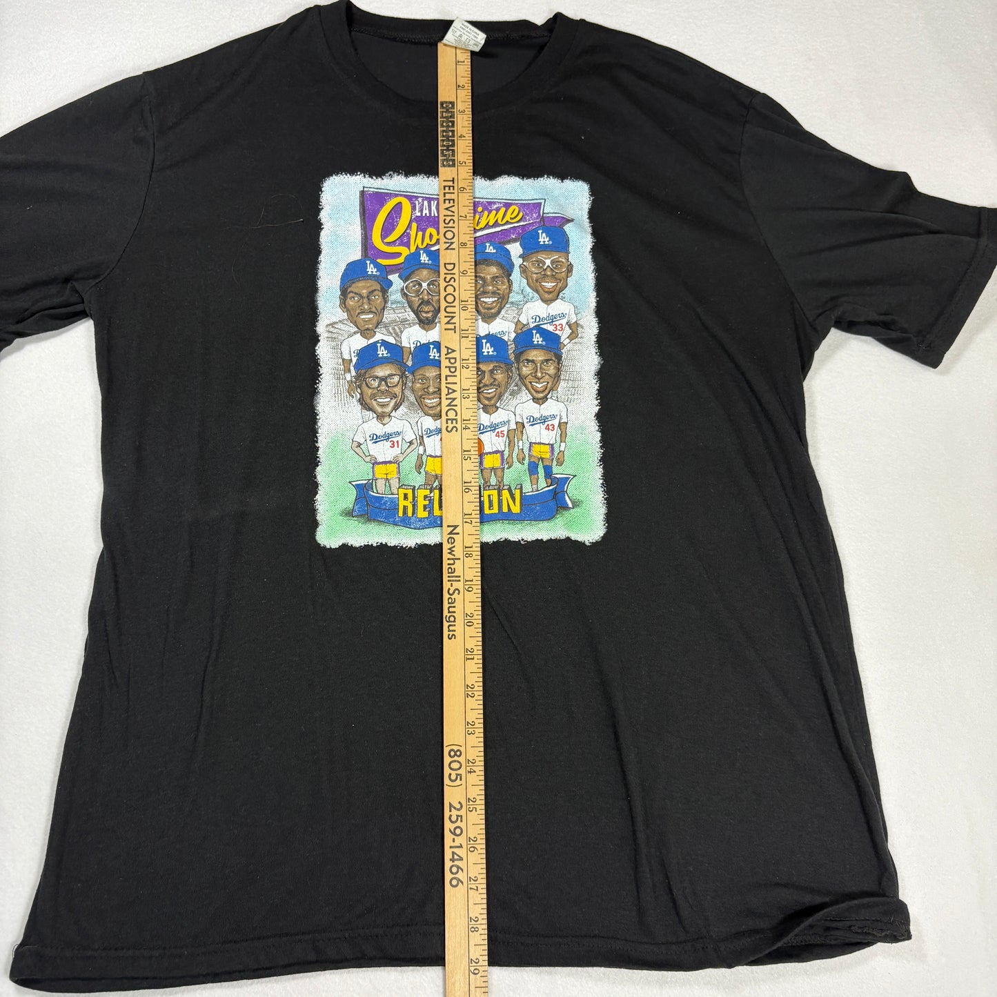 Los Angeles Dodgers Lakers Mens XL T Shirt Black Showtime Reunion Graphic Tee