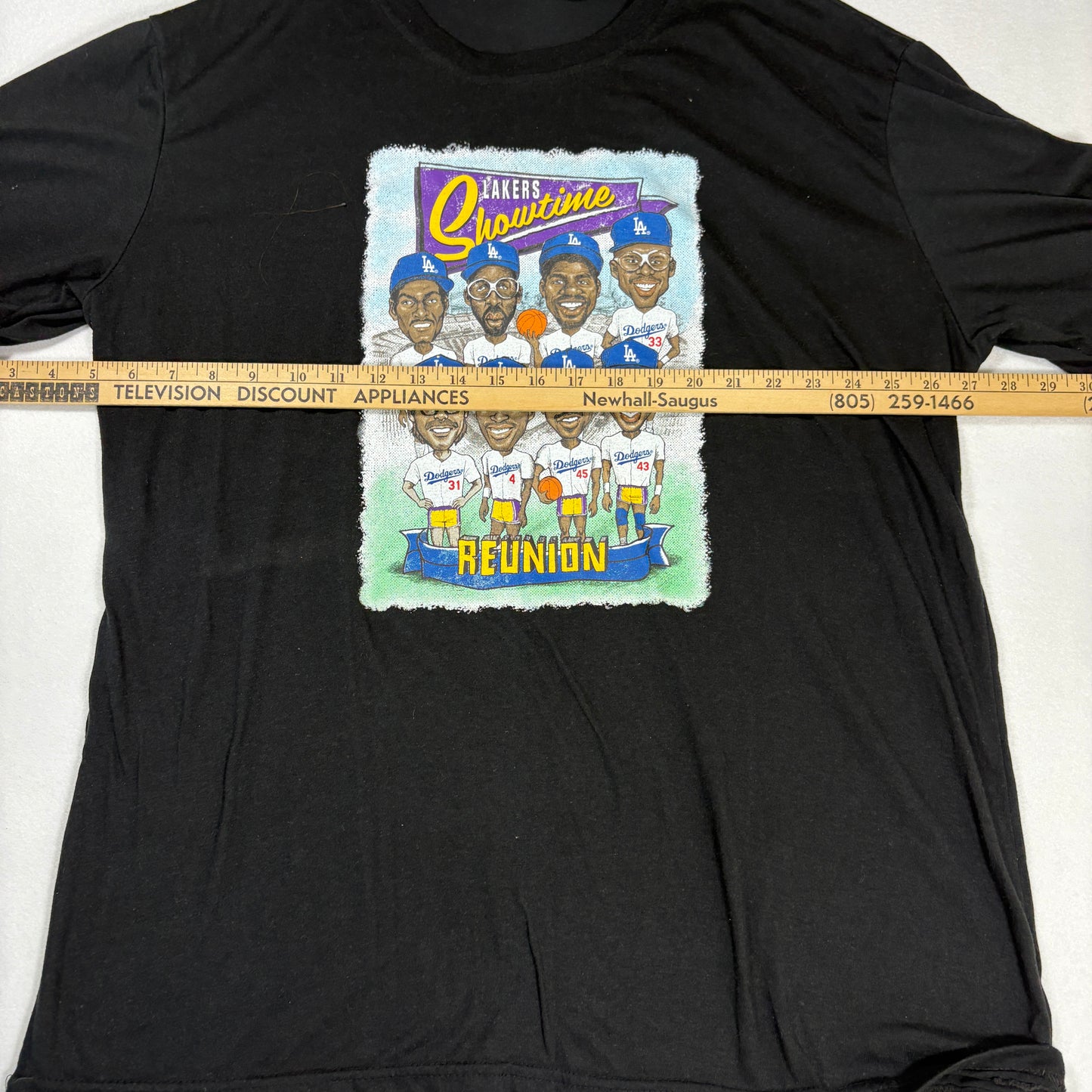 Los Angeles Dodgers Lakers Mens XL T Shirt Black Showtime Reunion Graphic Tee