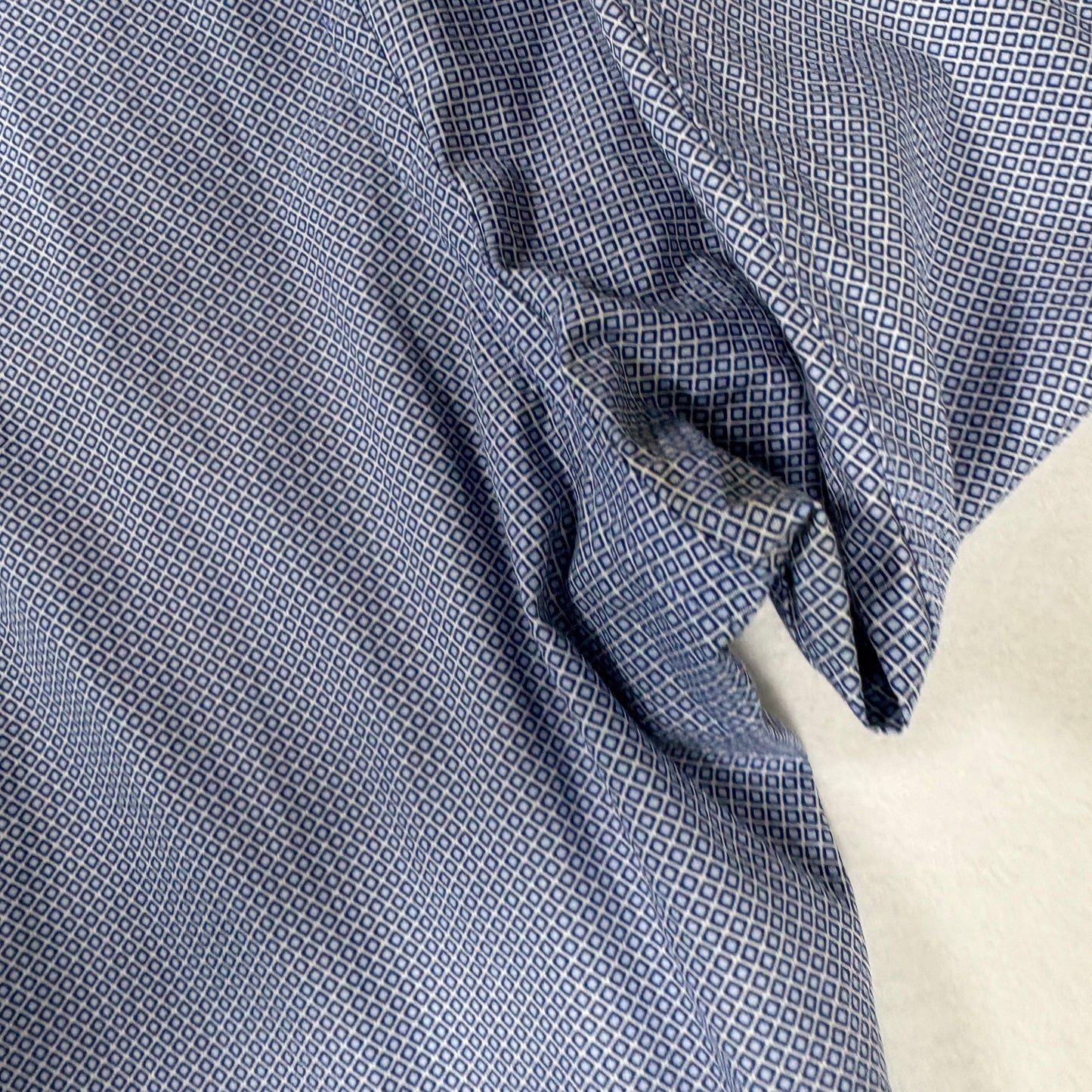 Michael Kors Mens Dress Shirt XL Blue Geometric Slim Fit Long Sleeve Stains