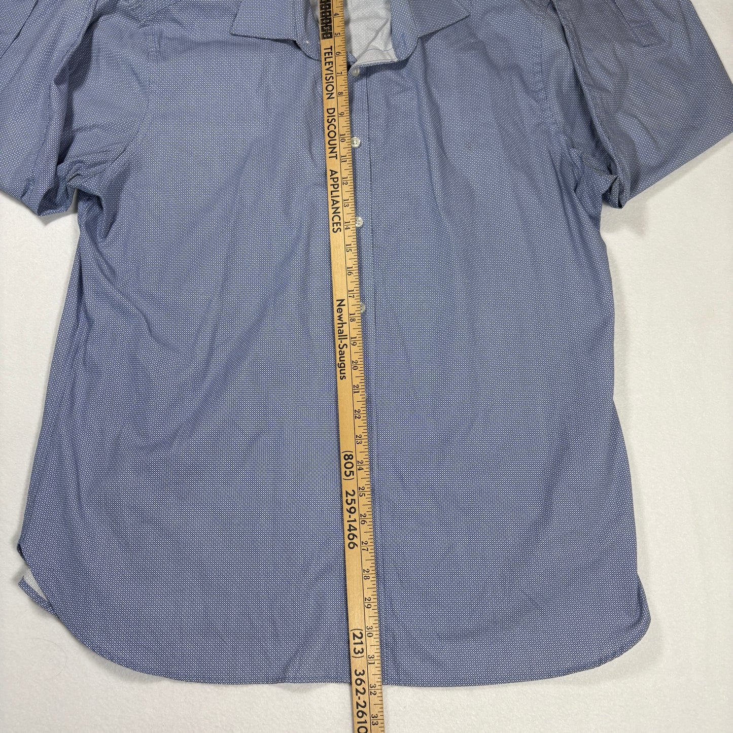 Michael Kors Mens Dress Shirt XL Blue Geometric Slim Fit Long Sleeve Stains