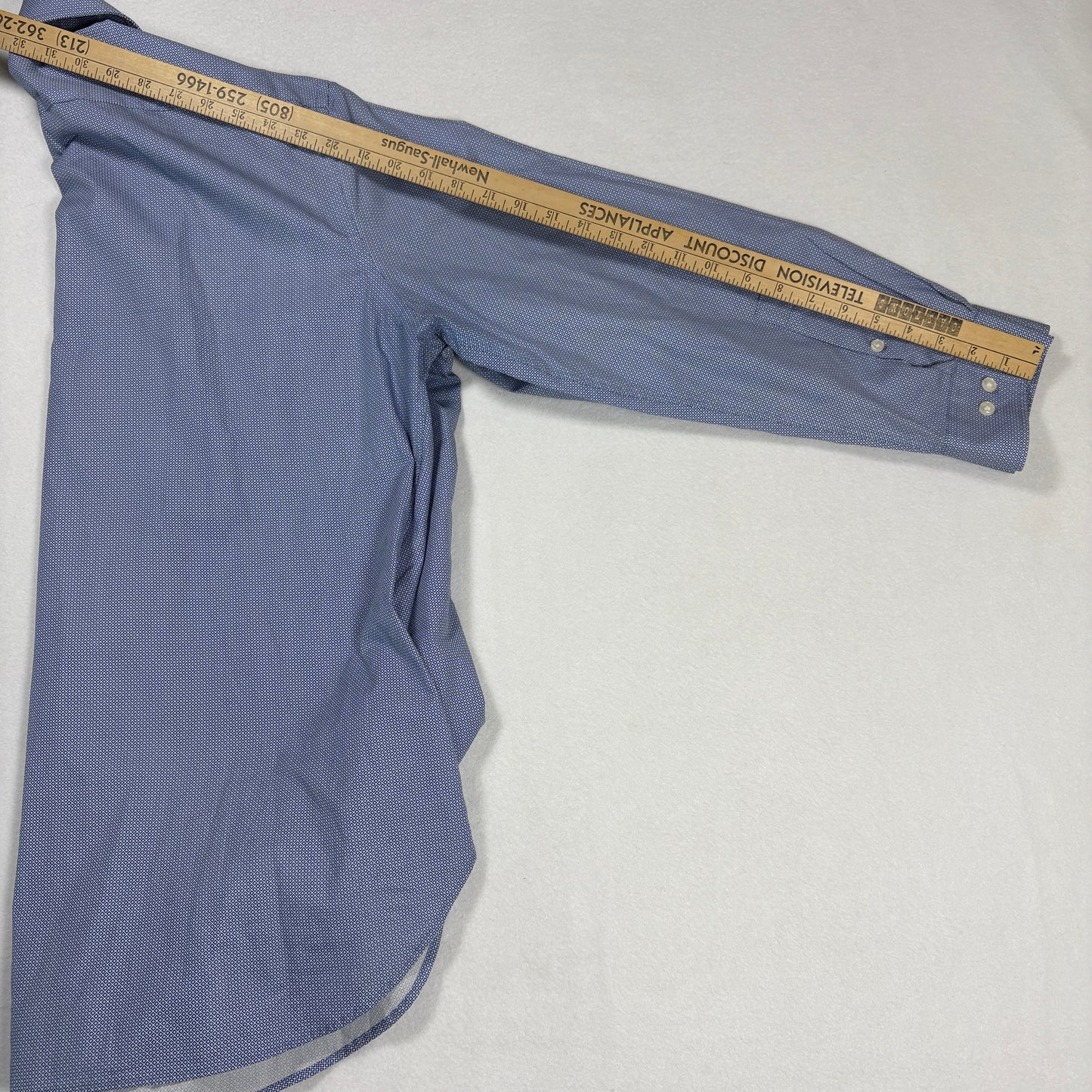 Michael Kors Mens Dress Shirt XL Blue Geometric Slim Fit Long Sleeve Stains