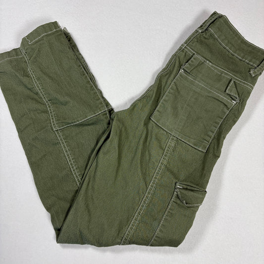 VIP Jeans Womens Green Cargo Pants Size 1 Low Rise Y2K 2000s Utility Stretch