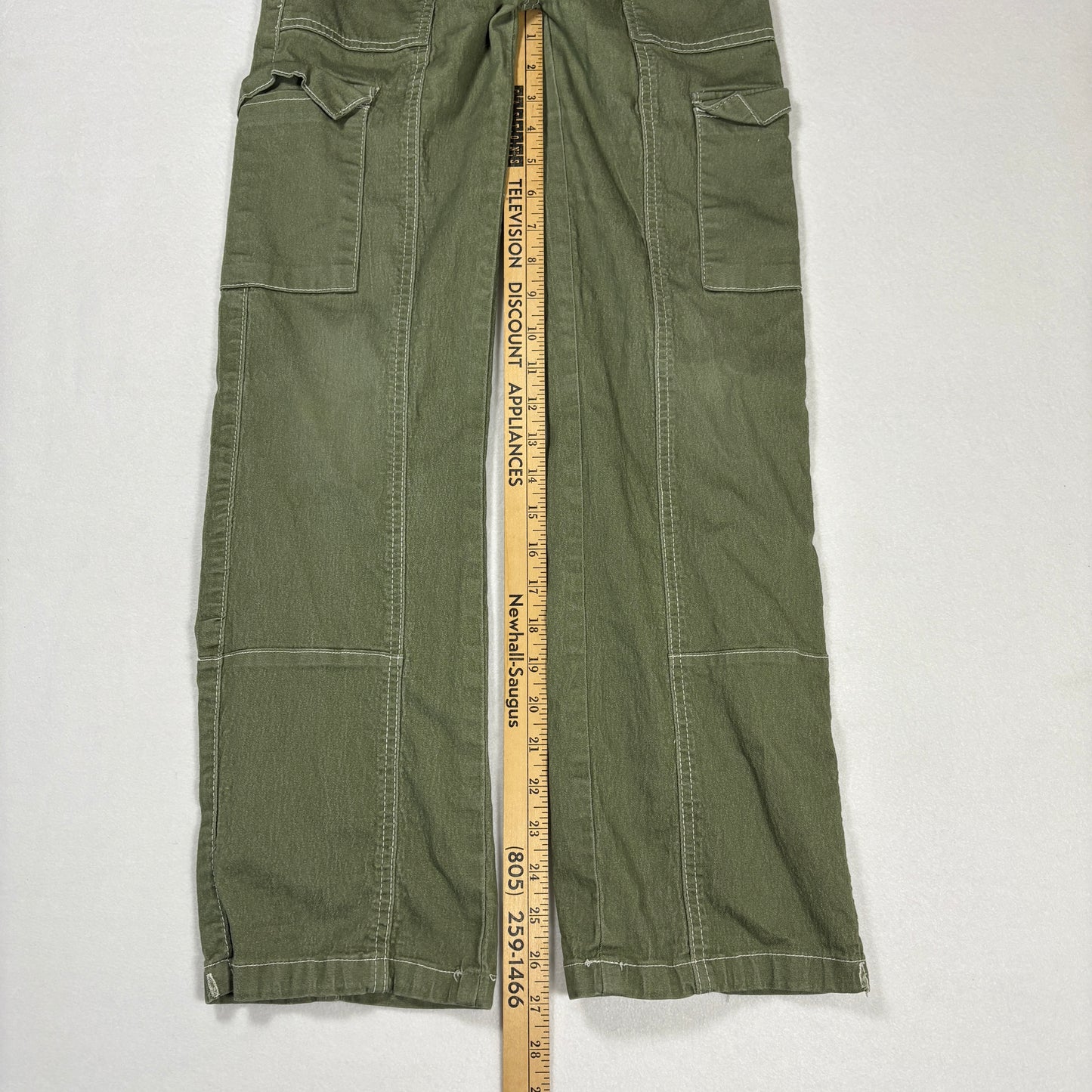 VIP Jeans Womens Green Cargo Pants Size 1 Low Rise Y2K 2000s Utility Stretch