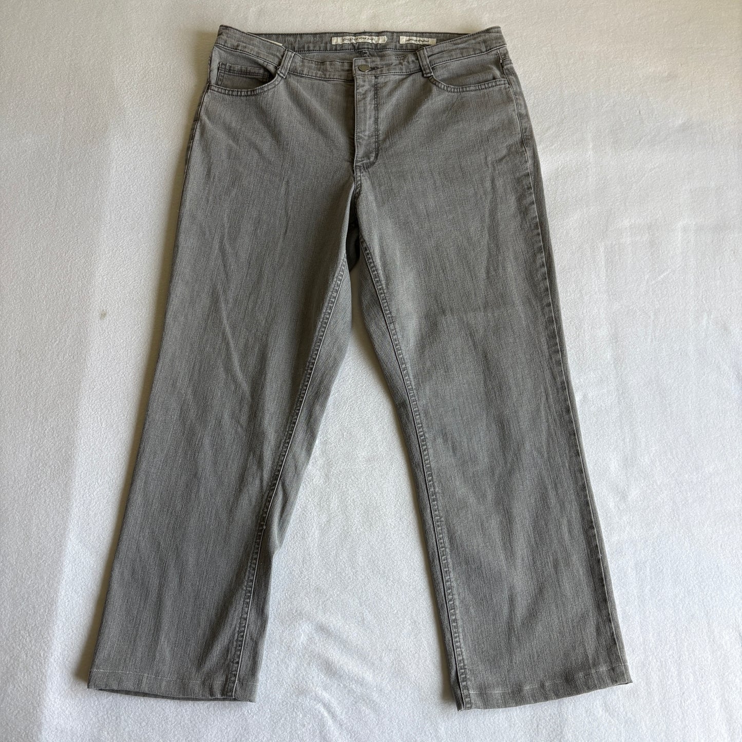 Jones New York Womens 14 Lexington Straight Gray Stretch Jeans Classic Fit Denim