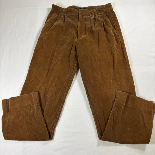 Dockers Corduroy Pants Mens 32x32 Brown Pleated Relaxed Fit Vintage Y2K Style