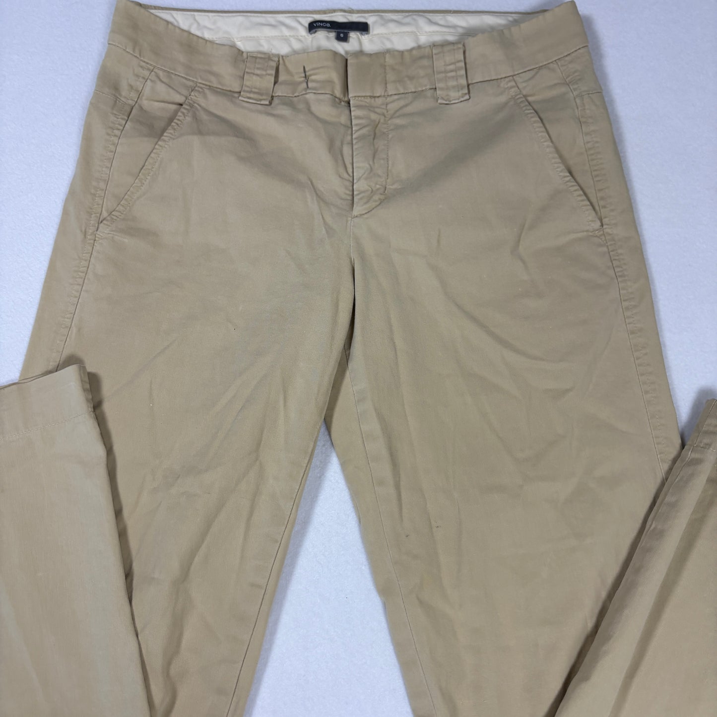 Vince Womens Khaki Chino Pants Size 6 Straight Leg Stretch Classic Work Casual
