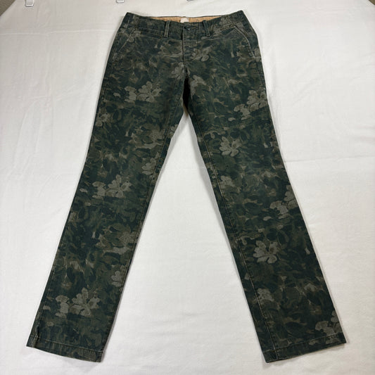 Floral Camo Slim Pants Mens 28x30 Vintage Grunge Streetwear Green Y2K Retro Look