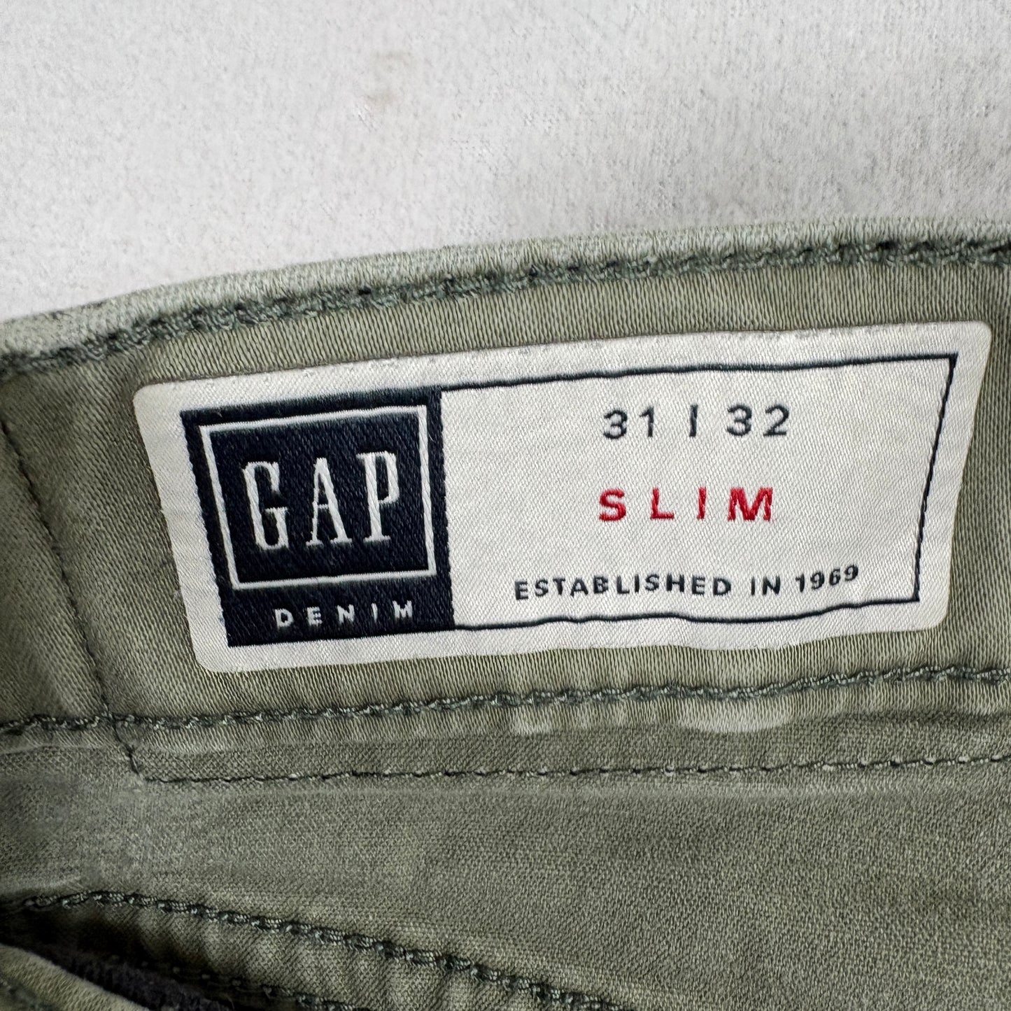 Gap Mens Slim Jeans 31x32 Green Olive Soft Wear Stretch Denim Casual Modern