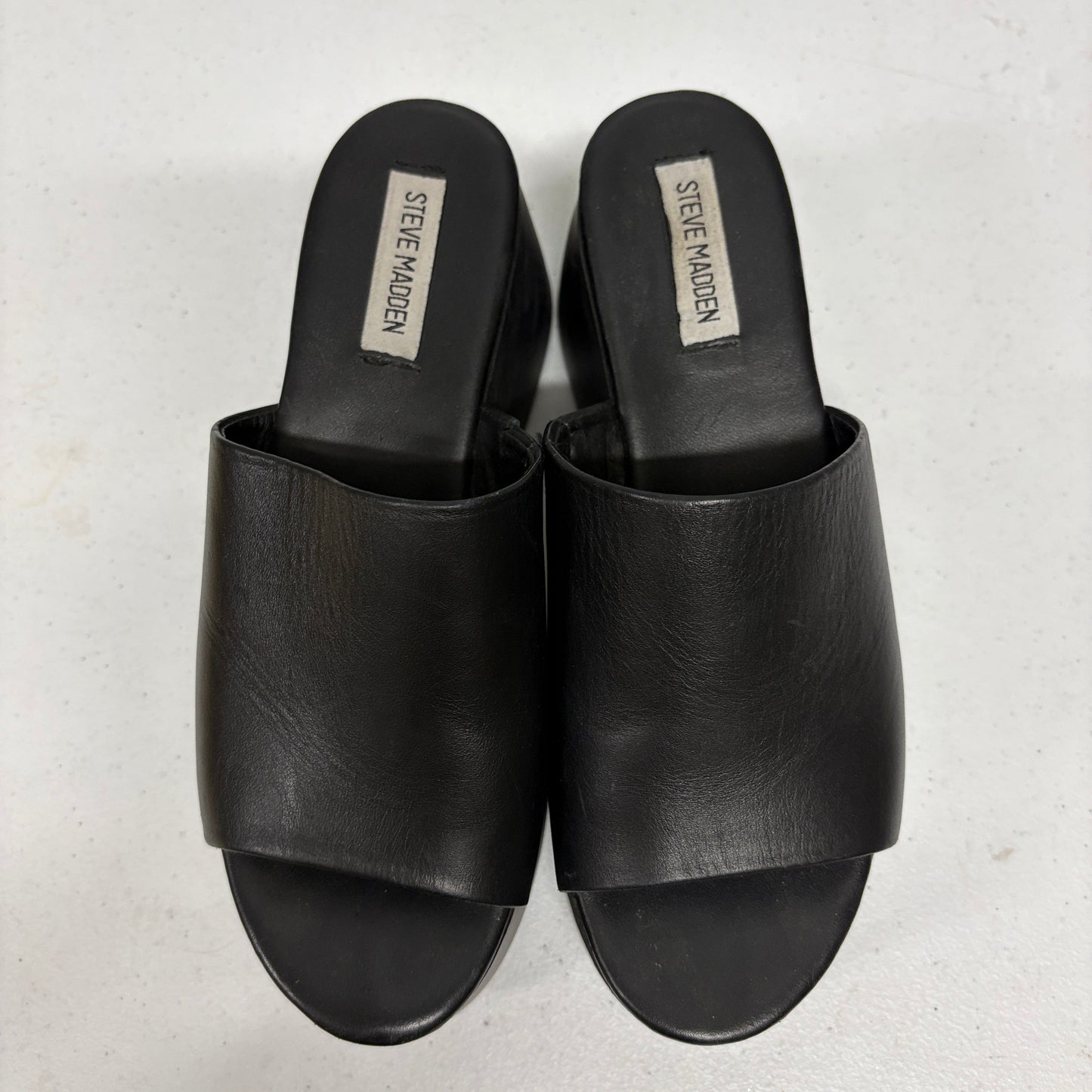 Steve Madden Christa Platform Slide Sandals Black Leather Womens 9M Y2K