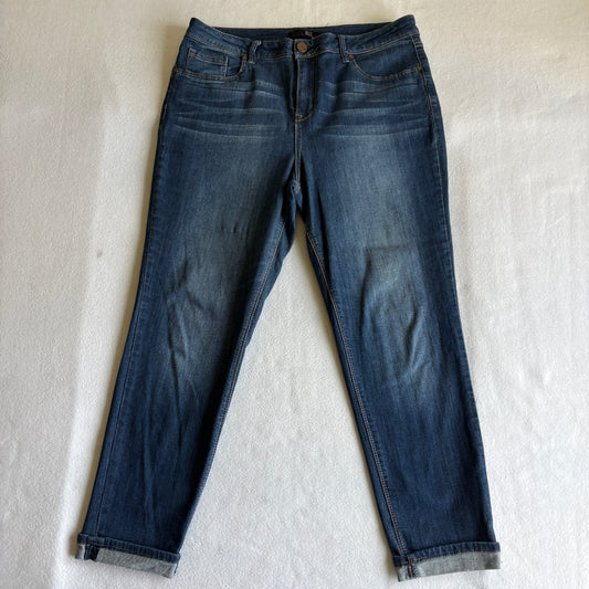 1822 Denim Womens 14 Blue Stretch Skinny Jeans Cuffed Y2K Casual Retro Fit Wear!