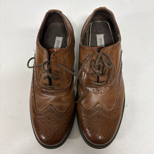 Steve Madden Ethin2 Wingtip Oxford Dress Shoes Mens 9 Brown Leather Brogue