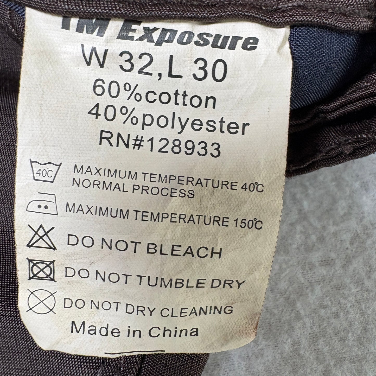 TM Exposure Mens Pants 32x30 Brown Slim Fit Cotton Blend Casual Streetwear