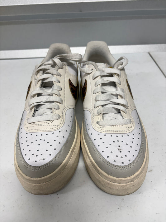 Nike Court Vision Alta Womens 8.5 White Leopard Platform Sneakers Casual