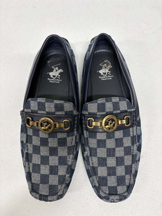 Beverly Hills Polo Club Loafers Mens 6.5 Blue Check Plaid Driving Moccasins
