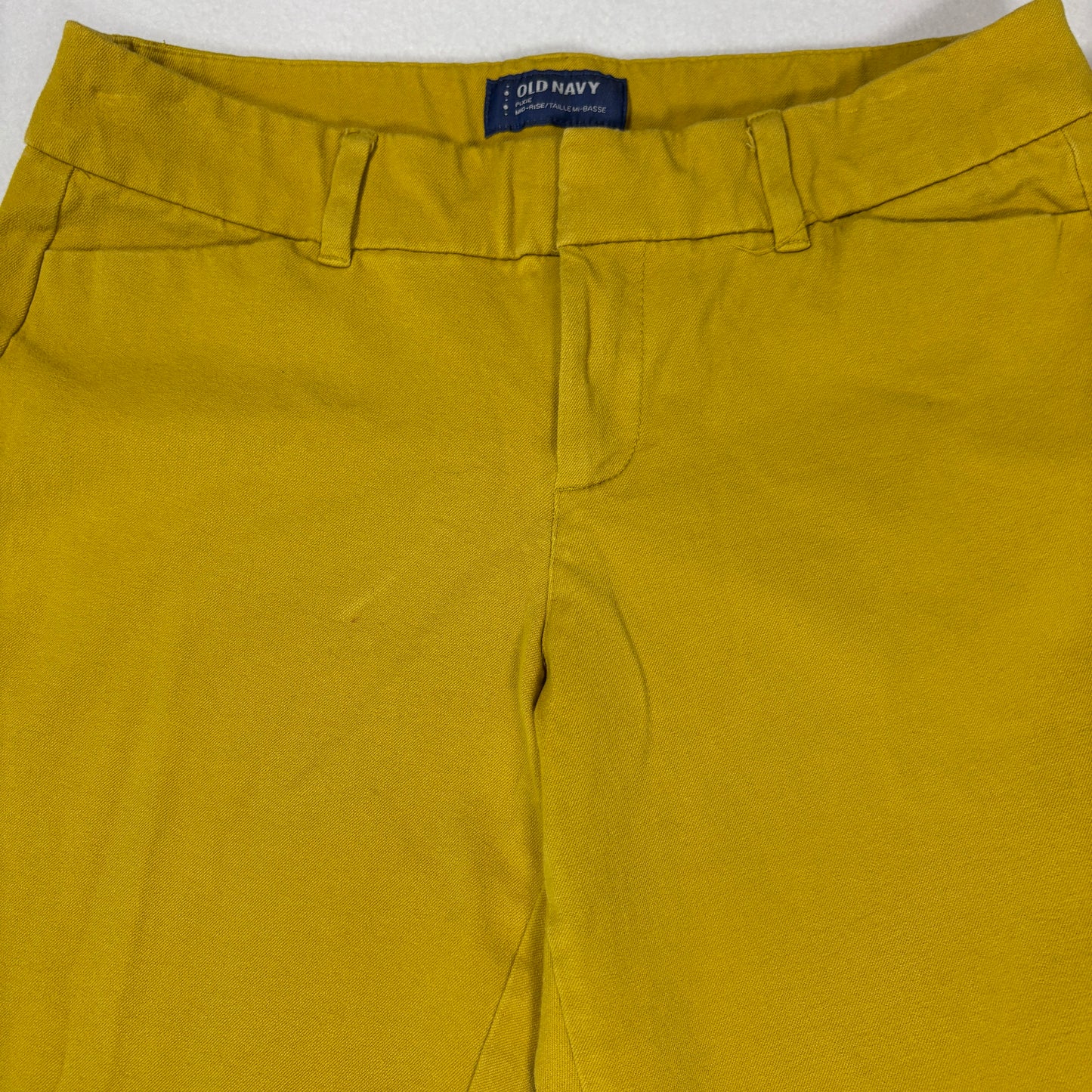 Old Navy Womens Pixie Pants Size 6 Mustard Yellow Mid Rise Slim Fit Stretch Chino