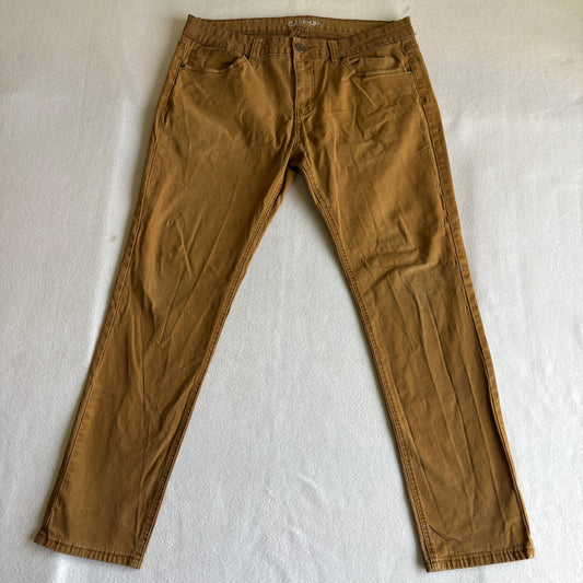 Carbon Mens 34x30 Brown Skinny Stretch Jeans Casual Slim Fit Denim Pants Retro!!