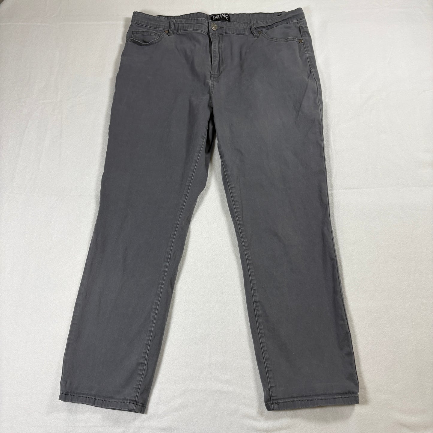 Buffalo David Bitton Pants Women 14/34 Gray Mid Rise Stretch Skinny Ankle Grazer
