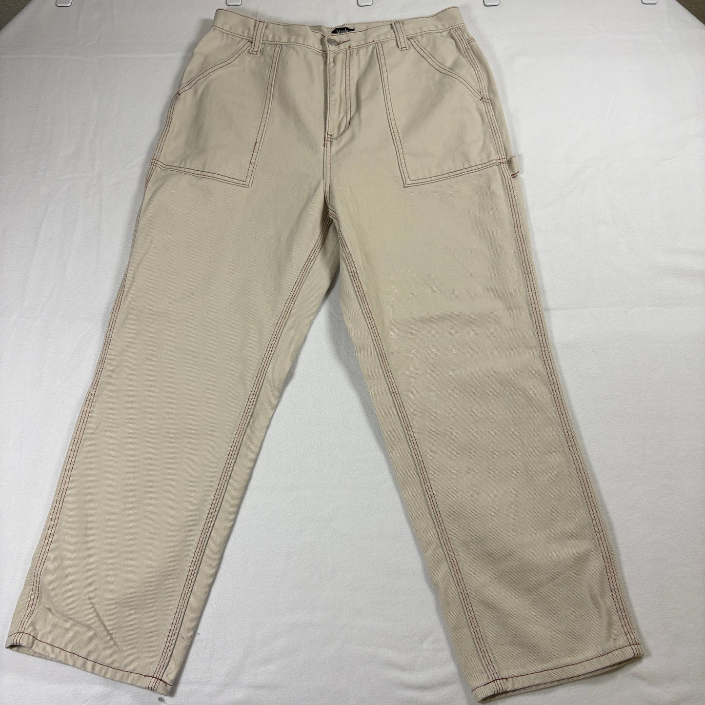Simple Society Carpenter Pant Womens 13/31 Beige Workwear Straight Leg Y2K Style