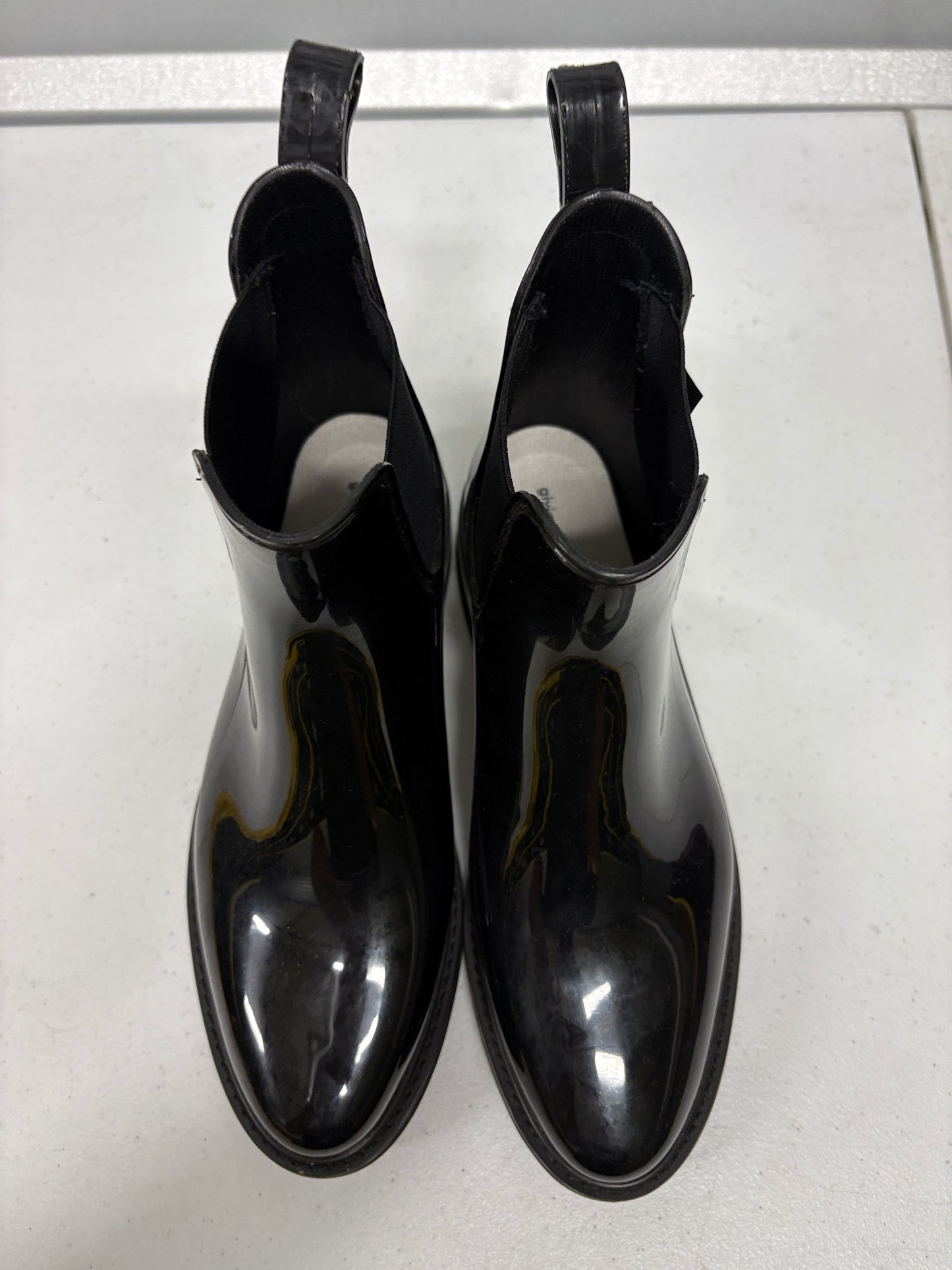 Roma Chelsea Rain Boots Womens Black Gloss Waterproof Ankle Booties Rubber