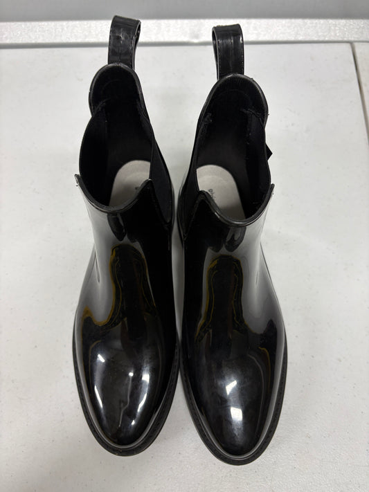 Roma Chelsea Rain Boots Womens Black Gloss Waterproof Ankle Booties Rubber