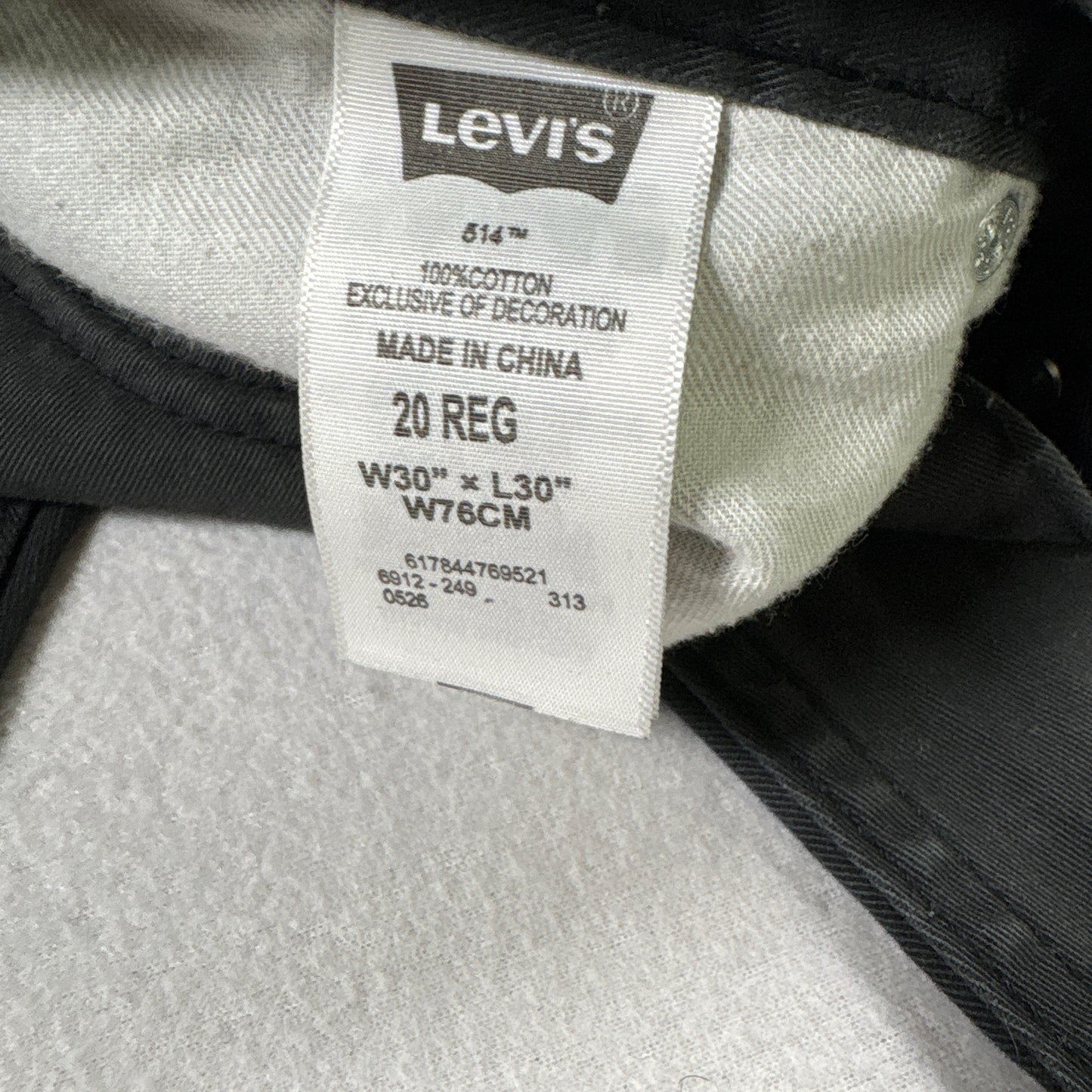 Levis Mens 514 Straight Jeans 30x30 Black Denim Y2K Grunge Vintage Classic