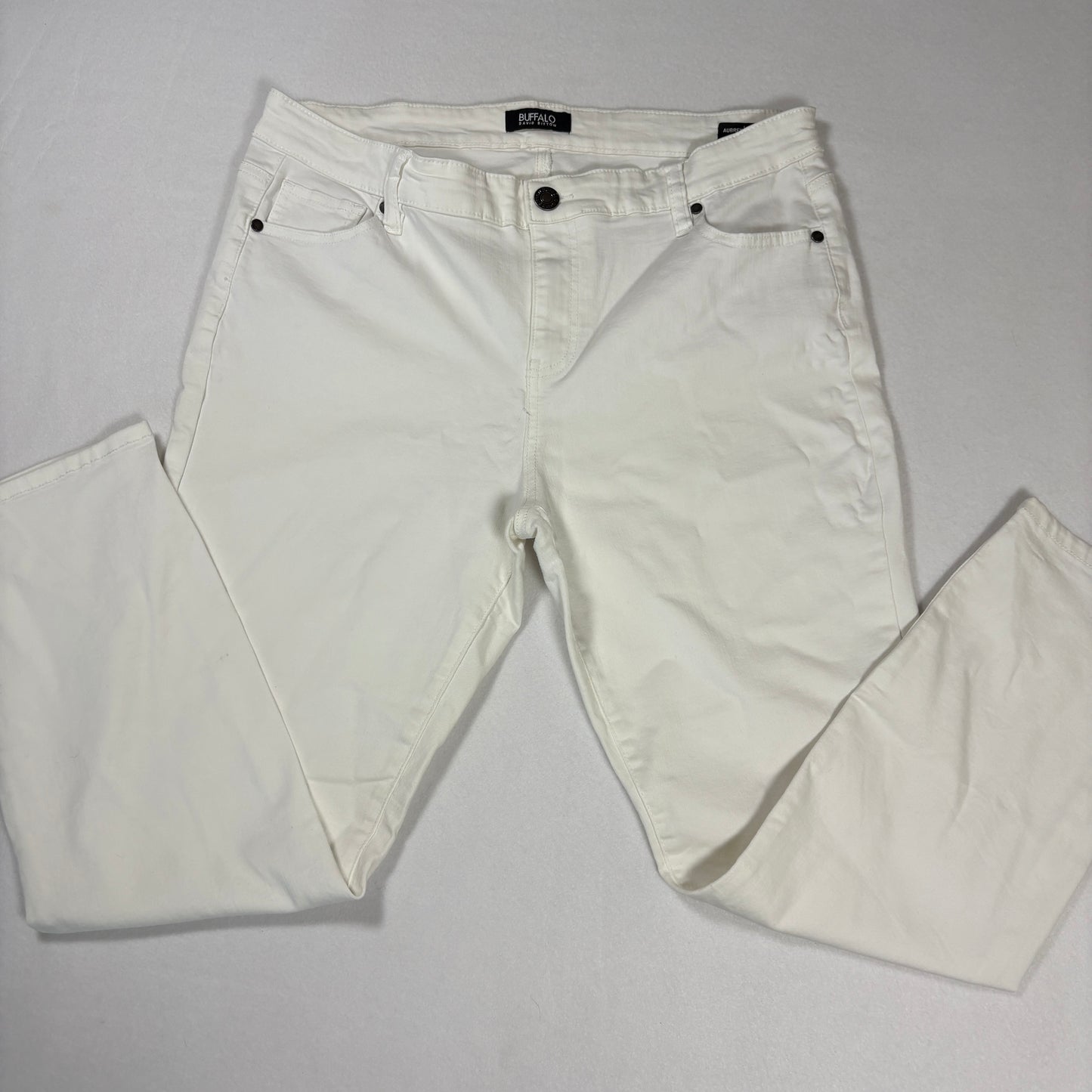 Buffalo David Bitton Womens White Jeans 14 Mid Rise Stretch Ankle Y2K Plus Size