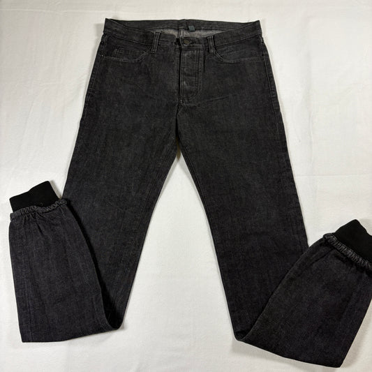 Men’s Black Jogger Jean Size 30 Denim Sweatpant Hybrid Tapered Casual Streetwear