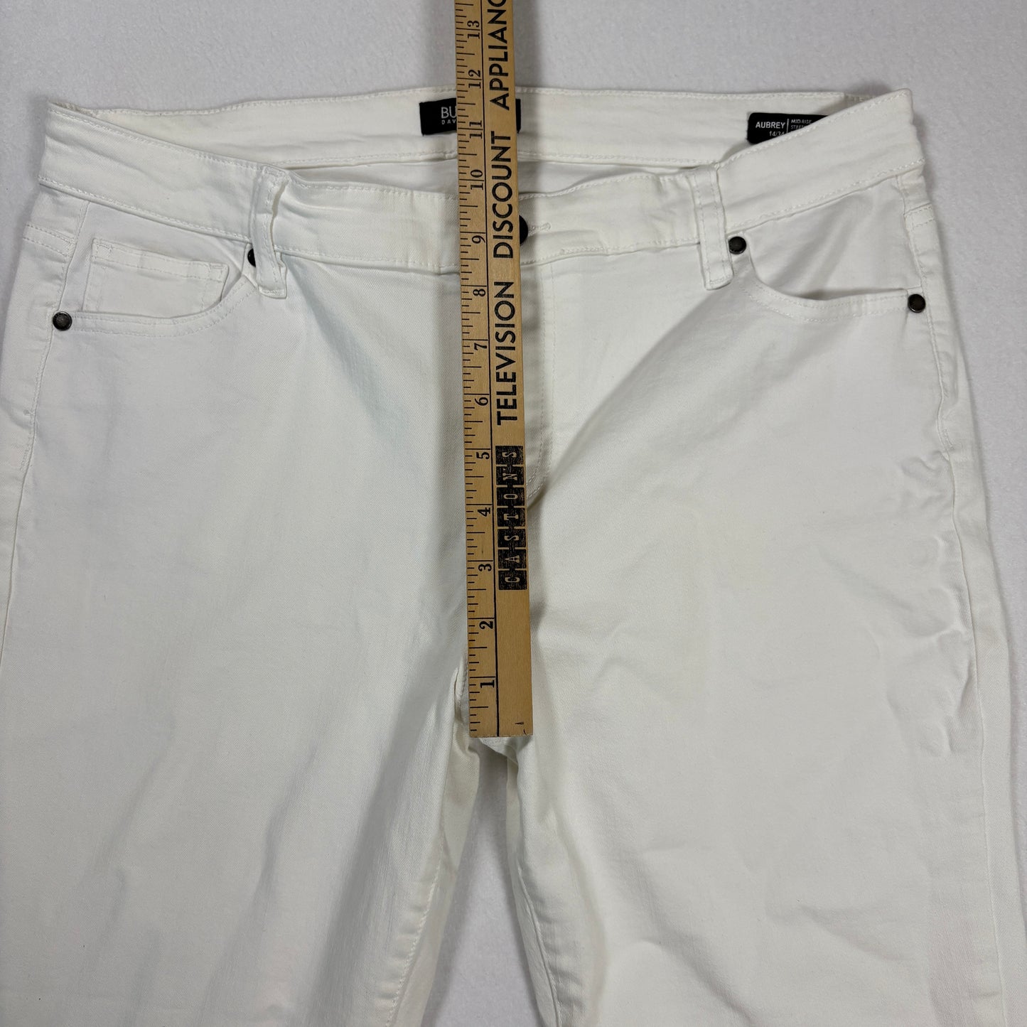 Buffalo David Bitton Womens White Jeans 14 Mid Rise Stretch Ankle Y2K Plus Size