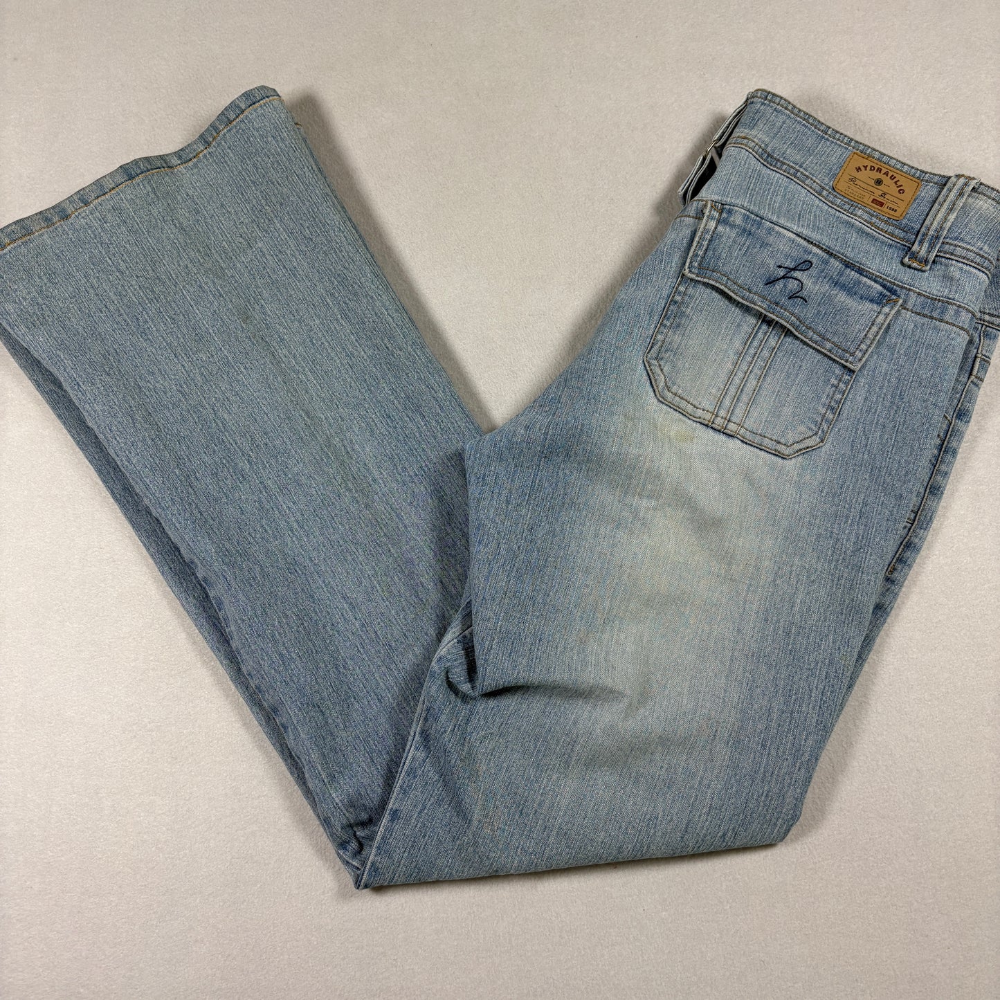 Hydraulic Womens Jeans Size 11 Light Wash Y2K 90s Belted Flare Denim Grunge