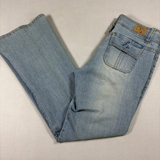 Hydraulic Womens Jeans Size 11 Light Wash Y2K 90s Belted Flare Denim Grunge