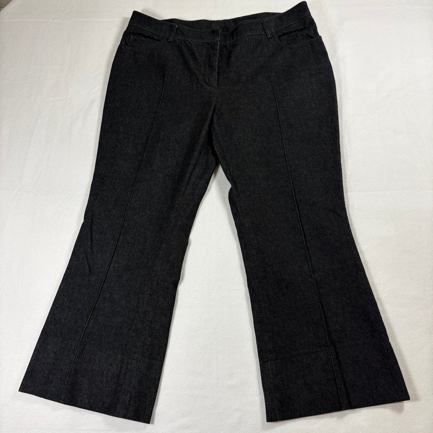 Akris Punto Women’s Pants US 12 Black Denim Look Flare Trousers Missing Button