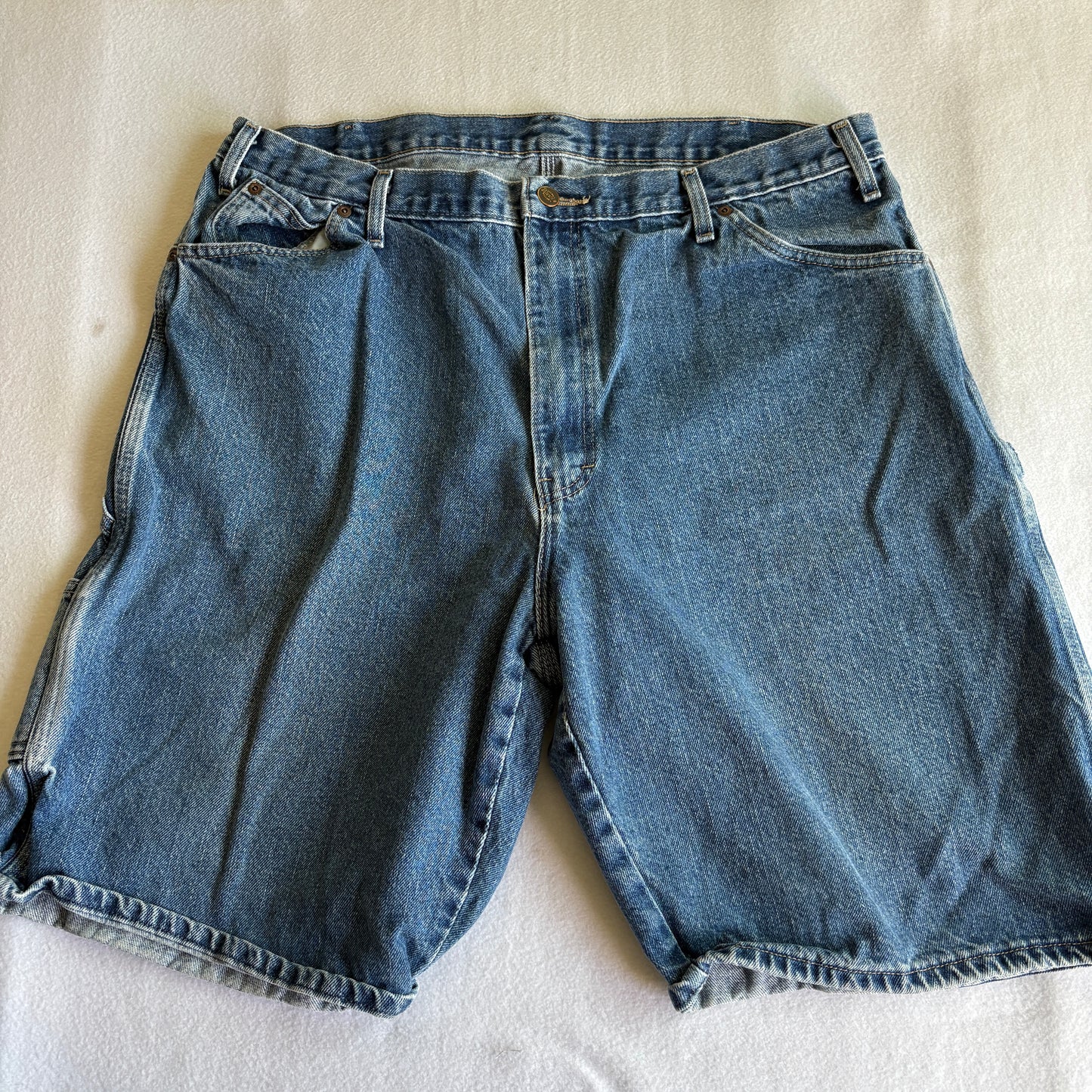 Dickies Mens Denim Shorts Vintage 90s Baggy Blue Jean Workwear Skate Retro Fit!!