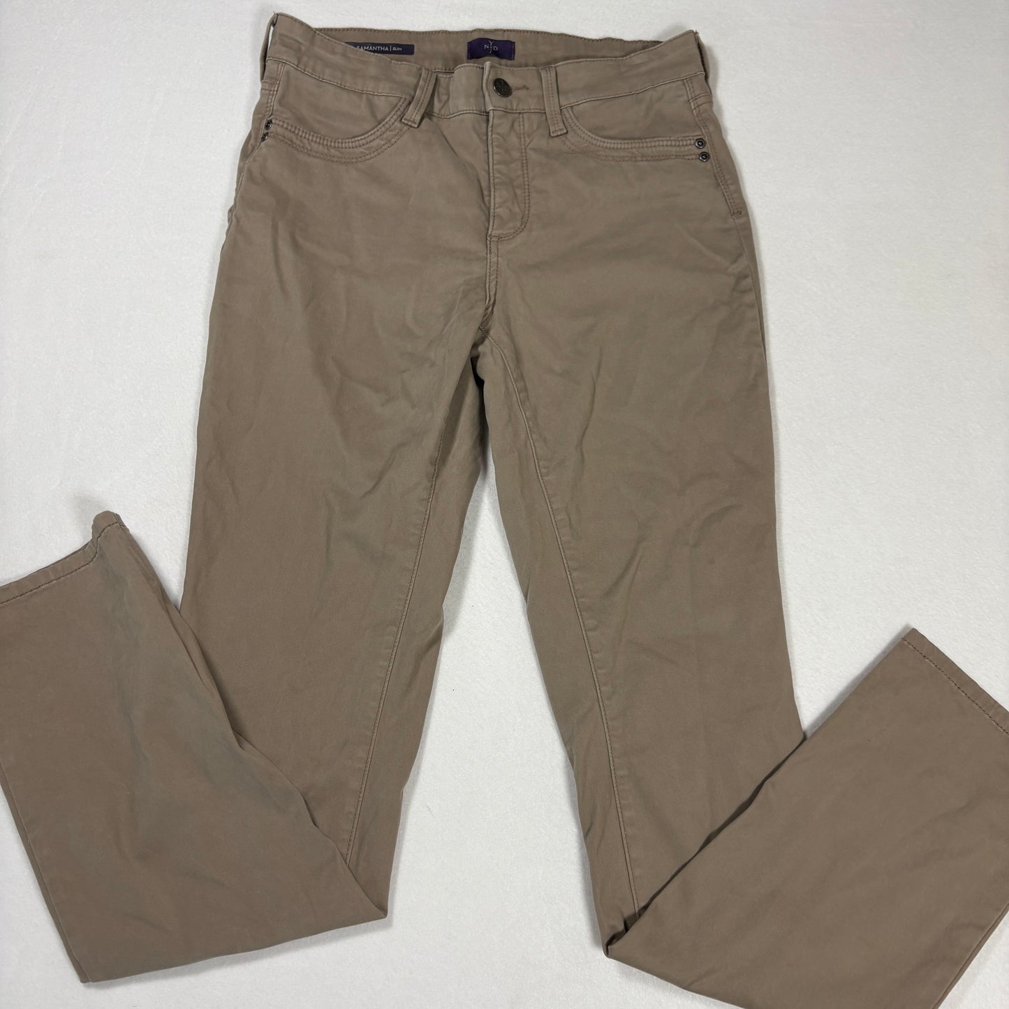 NYDJ Womens Samantha Slim Lift Tuck Jeans 8 Brown Stretch Denim High Rise