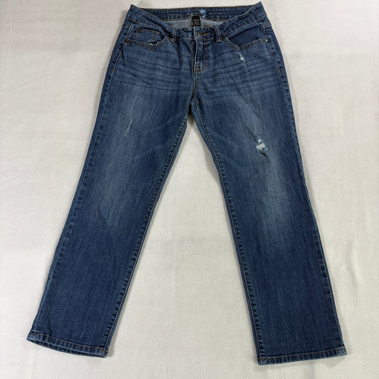 Boyfriend Straight Denim Jeans APT 9 Tag 4 Fits Like 28X25 Blue Distressed