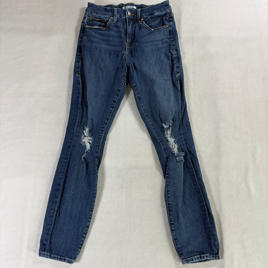 Skinny Distressed Crop Jeans Good American Tag 4 Fits Like 25X26 Blue Stretch